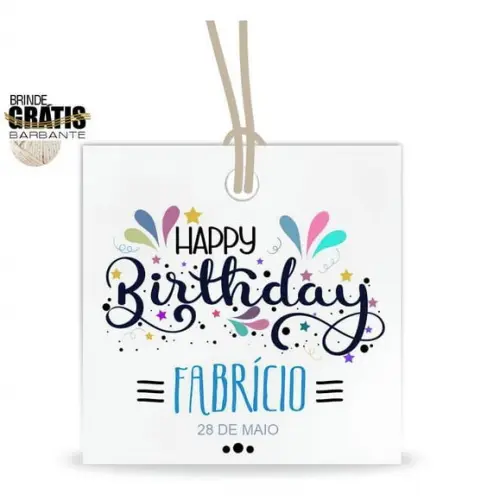 Tag aniversário quadrada