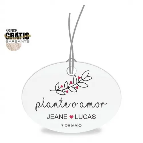 Tag casamento oval plante amor
