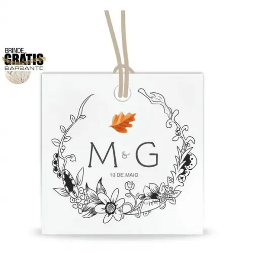 Tag casamento quadrada floral