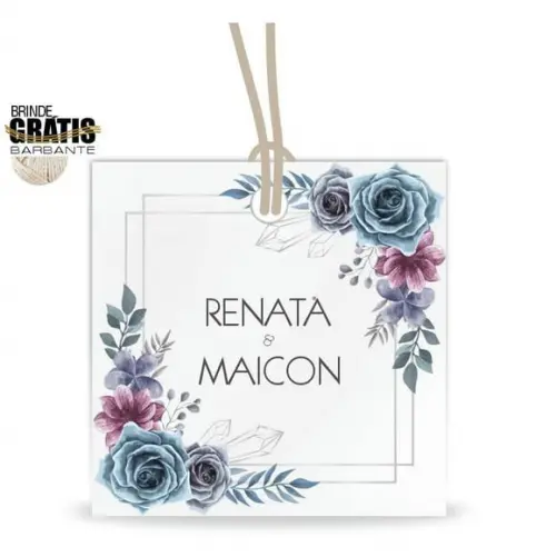Tag casamento quadrada floral
