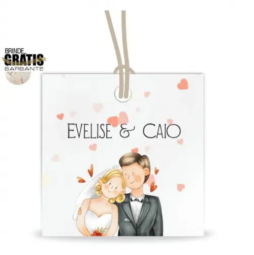 Tag casamento quadrada noivinhos