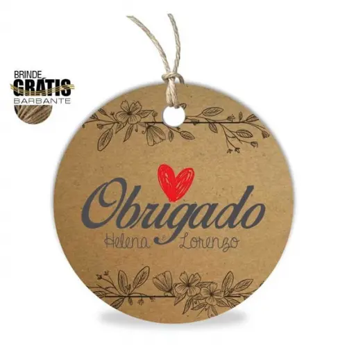 Tag casamento redonda agradecimento