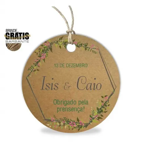 Tag casamento redonda floral