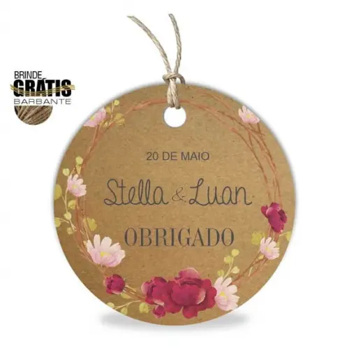 Tag casamento redonda floral