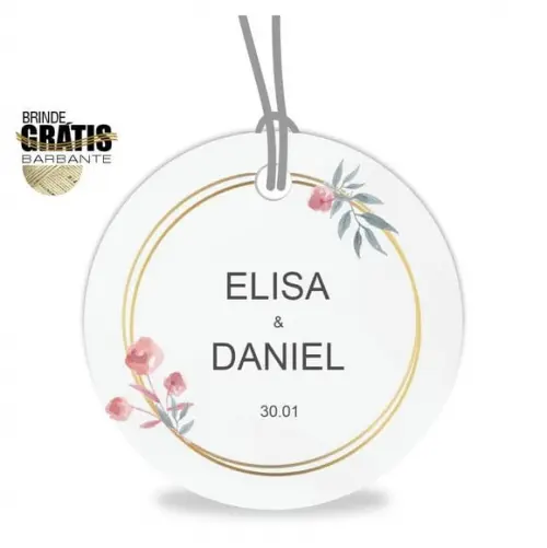 Tag casamento redonda floral