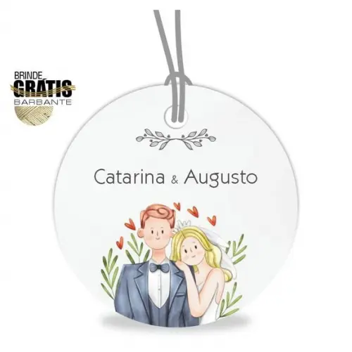 Tag casamento redonda noivinhos