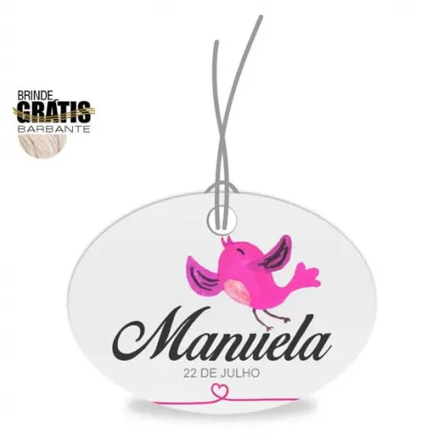 Tag infantil oval passarinhos