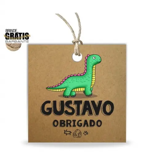 Tag infantil quadrada dinossauro