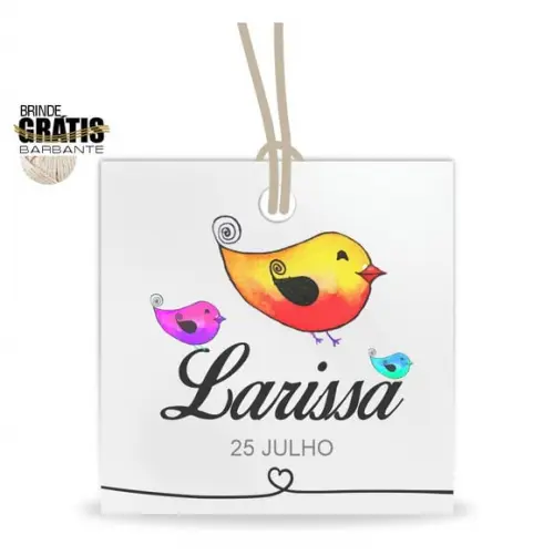 Tag infantil quadrada passarinhos