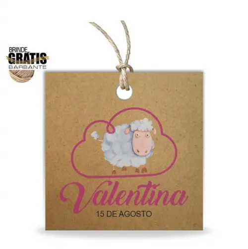 Tag infantil quadrada ovelhinha