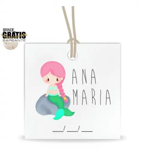 Tag infantil quadrada sereia