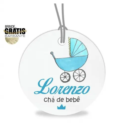 Tag infantil redonda carrinho bebê menino
