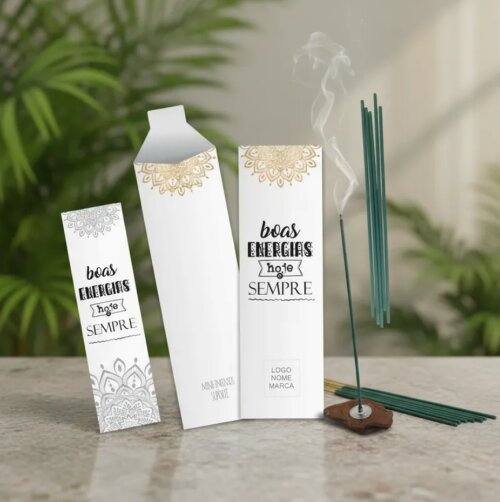 Kit Incenso Personalizado Mandala Dourada Zen Lembrancinha - 24un