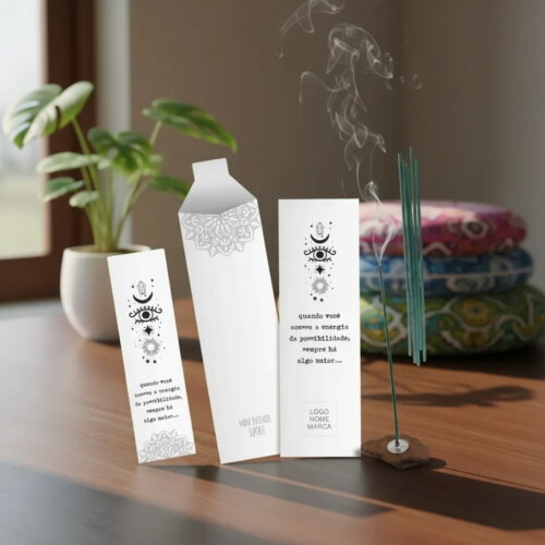 Kit Incenso Personalizado Místico Olho Mandala Branco Mimo - 24u