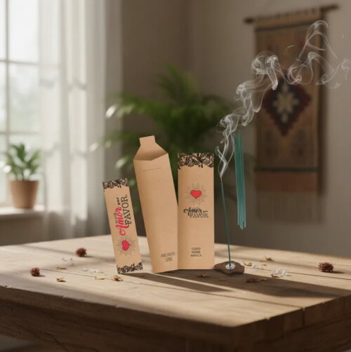 Kit Incenso Personalizado Coração Afetivo Lembrancinha Kraft -