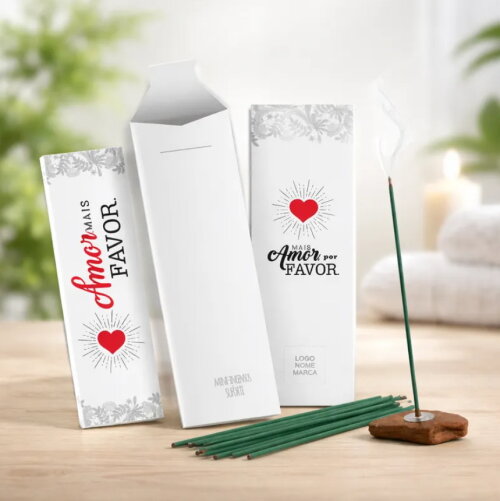 Kit Incenso Personalizado Coração Afetivo Lembrancinha Kraft -