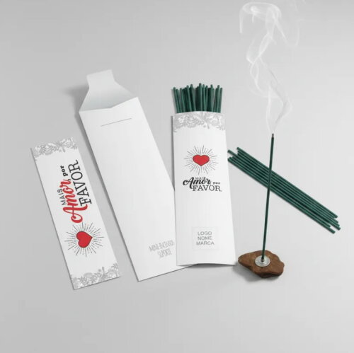 Kit Incenso Personalizado Coração Afetivo Lembrancinha Kraft -