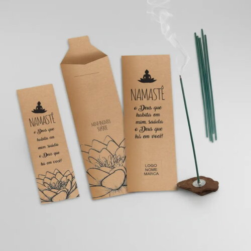 Kit Incenso Personalizado Yoga Zen Buda Lembrancinha Kraft - 24un