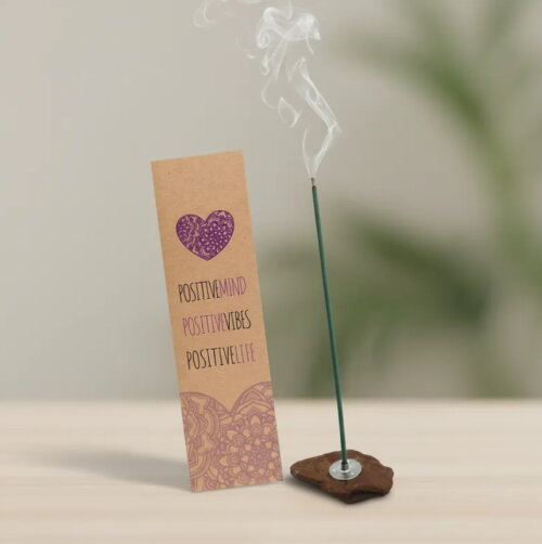 Kit Incenso Personalizado Coração Mandala Lilás Mimo - 24un