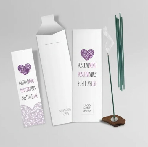 Kit Incenso Personalizado Coração Mandala Lilás Mimo - 24un