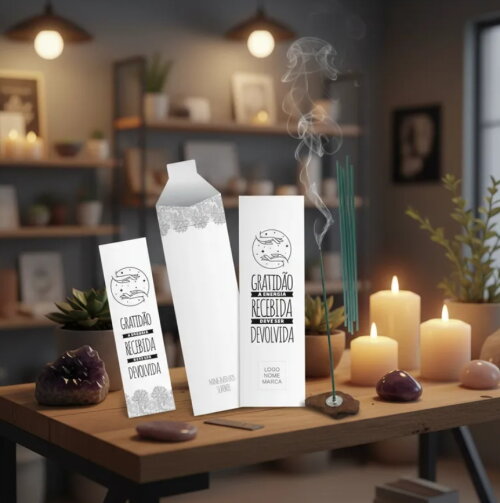 Kit Incenso Personalizado Mão Mística Renda Lembrancinha - 24un