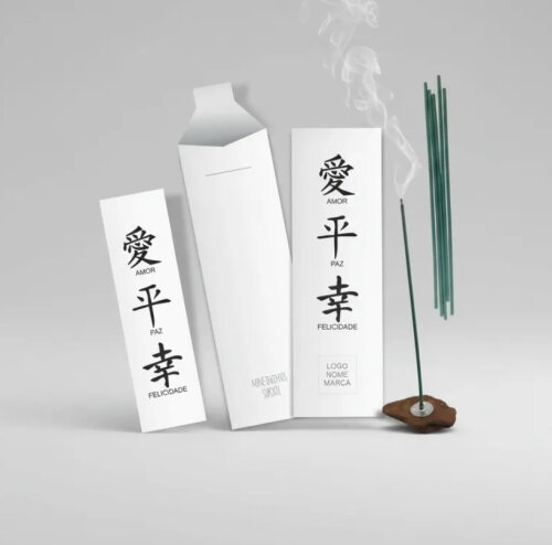 Kit Incenso Personalizado Ideograma Oriental Felicidade Mimo - 24