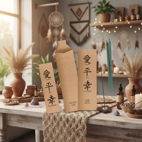 Kit Incenso Personalizado Ideograma Oriental Felicidade Mimo - 24