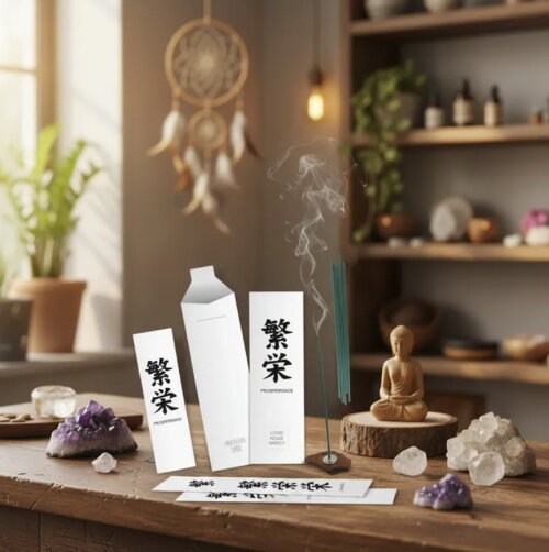 Kit Incenso Personalizado Ideograma Oriental Felicidade Branco - 