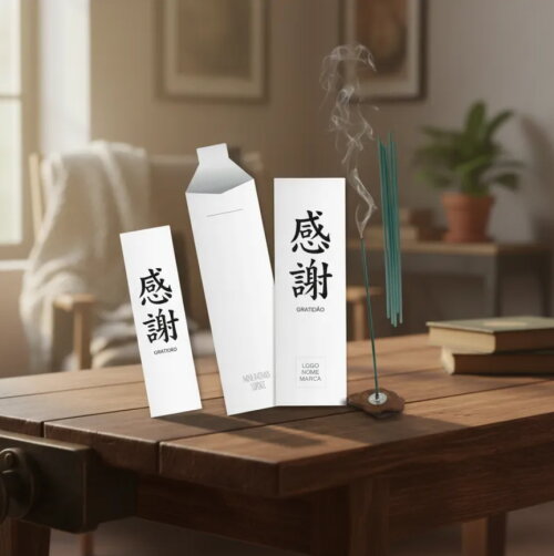 Kit Incenso Personalizado Ideograma Japonês Agradecimento - 24un