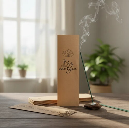 Kit Incenso Personalizado Flor de Lótus Renda Kraft Mimo - 24un
