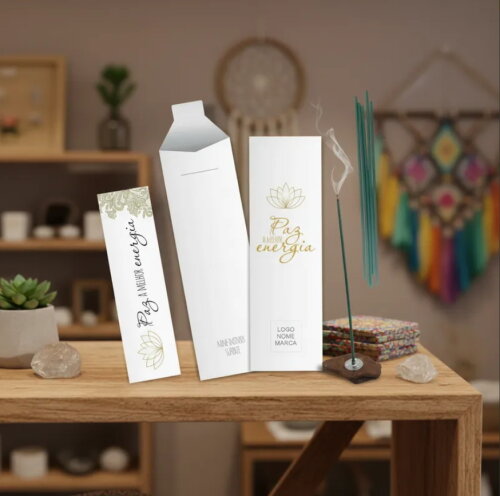 Kit Incenso Personalizado Flor de Lótus Renda Kraft Mimo - 24un