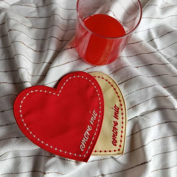 Kit 5 pares de Porta Copos Amores Mio Bordado Dupla Face