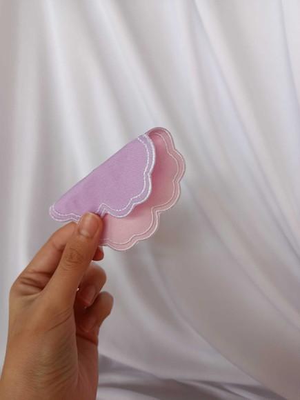 Porta Copos Laço Rosa e Lilás Bordado Dupla Face
