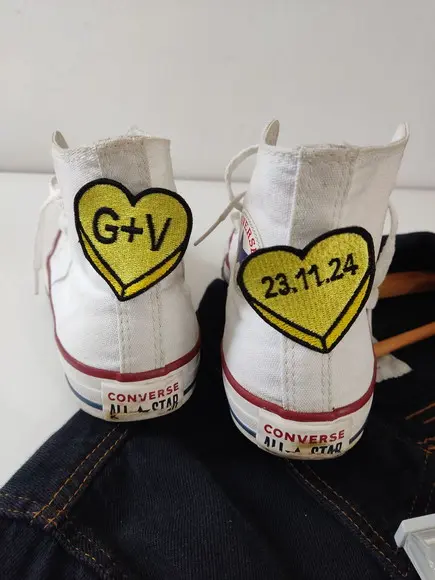 Conjunto Corações Casal Patche Bordado Termocolante - Noivado