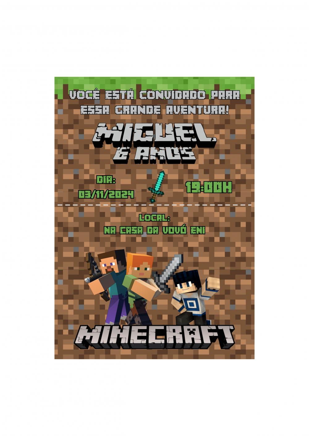 Convite Digital Minecraft