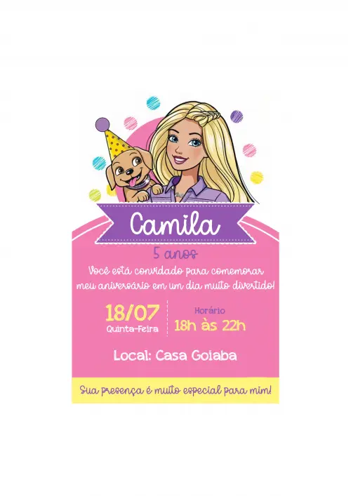 Convite Digital Barbie