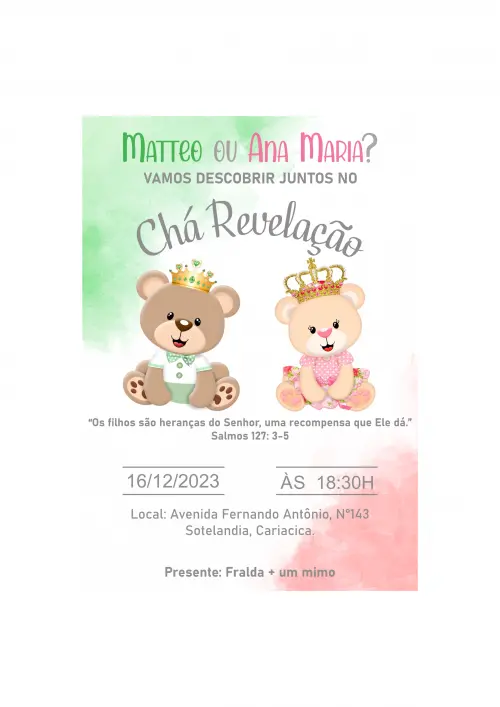 Convite Digital Chá Revelação