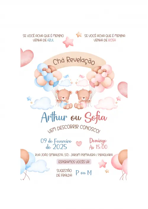 Convite Digital Chá Revelação