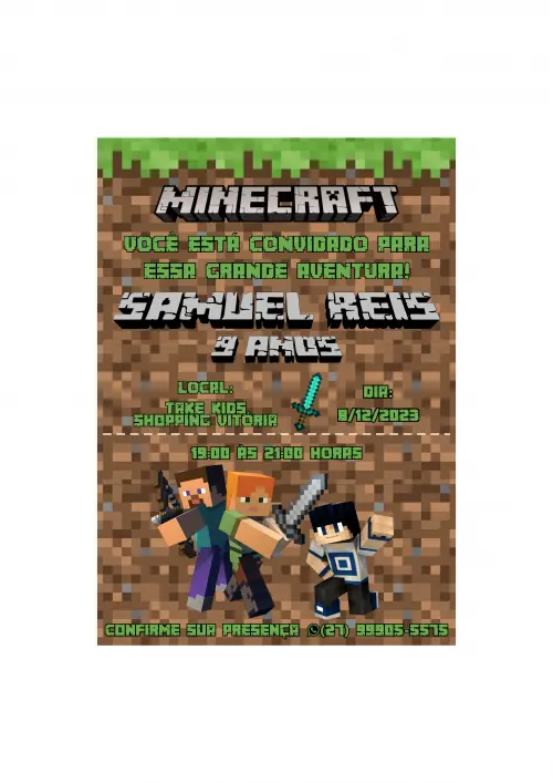 Convite Digital Minecraft