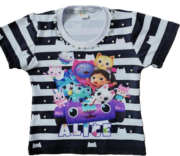 Camiseta Casa Mágica da Gabby com Strass e Pérolas