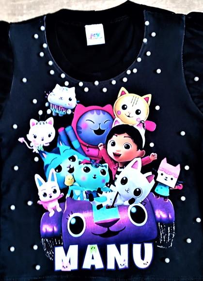 Camiseta Casa Mágica da Gabby com Strass e Pérolas