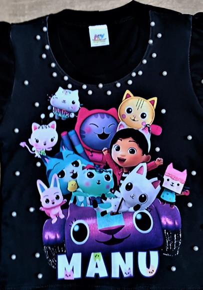 Camiseta Casa Mágica da Gabby com Strass e Pérolas