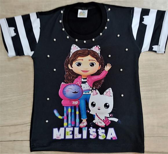 Camiseta Casa Mágica da Gabby Luxo com Strass e Pérolas