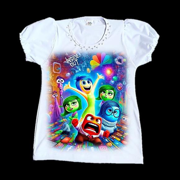 Camiseta Divertida Mente 2 Luxo com Pérolas