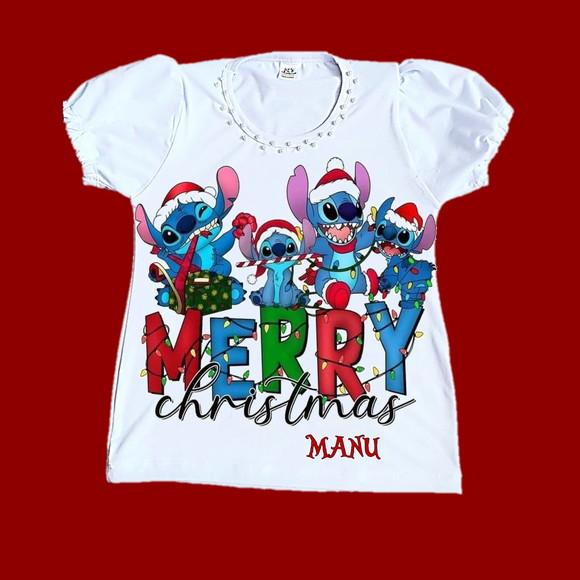 Camiseta Natal Stitch Valor do 2 ao 12