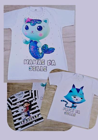 Kit Camiseta Casa Mágica da Gabby com 3 com Strass e Pérolas