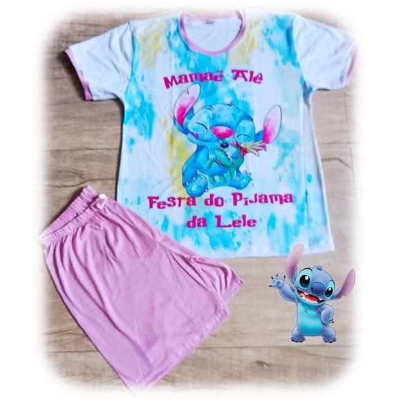 Kit Pijama Stitch 2 Adultos e 1 Infantil
