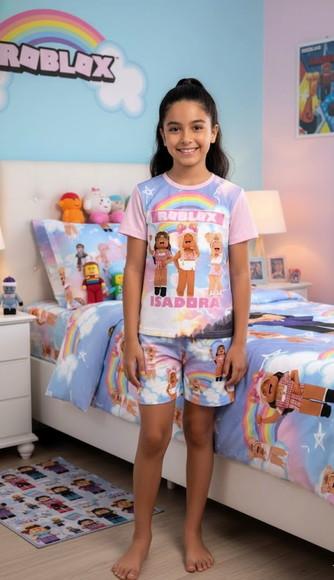 Pijama Roblox Menina Curto ou Longo