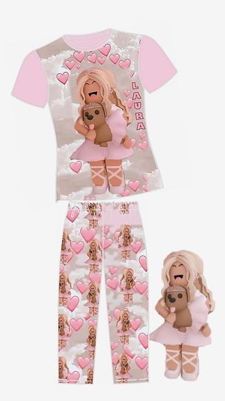 Pijama Roblox Menina Curto ou Longo