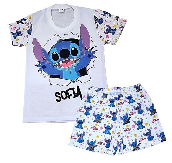 Pijama Stitch Curto Valor do 2 ao 12